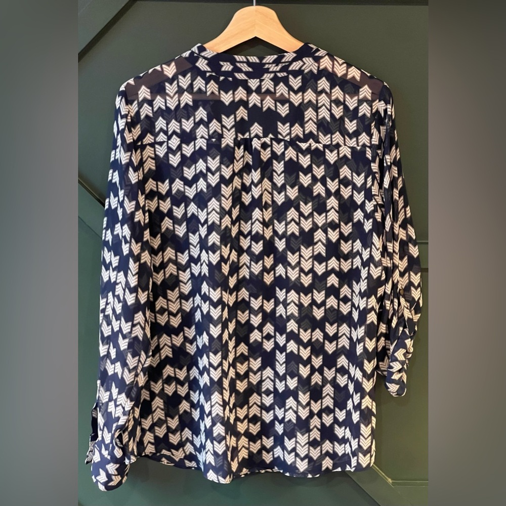 a.n.a. Navy, Gray and Cream Chevron Blouse - Picture 2 of 3